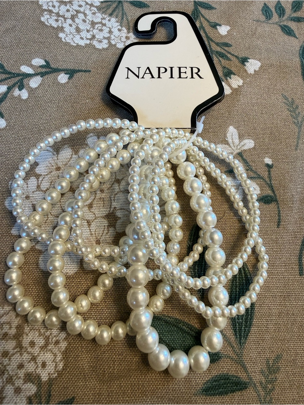 Napier Cream Pearl Stretch Bracelet Set - Multi-Size Beaded Bangles